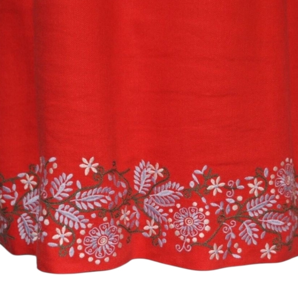 Anthropologie Aiko Embroidered Shift Dress Red Rouge Sleeveless Linen Plus 26 - Picture 9 of 14